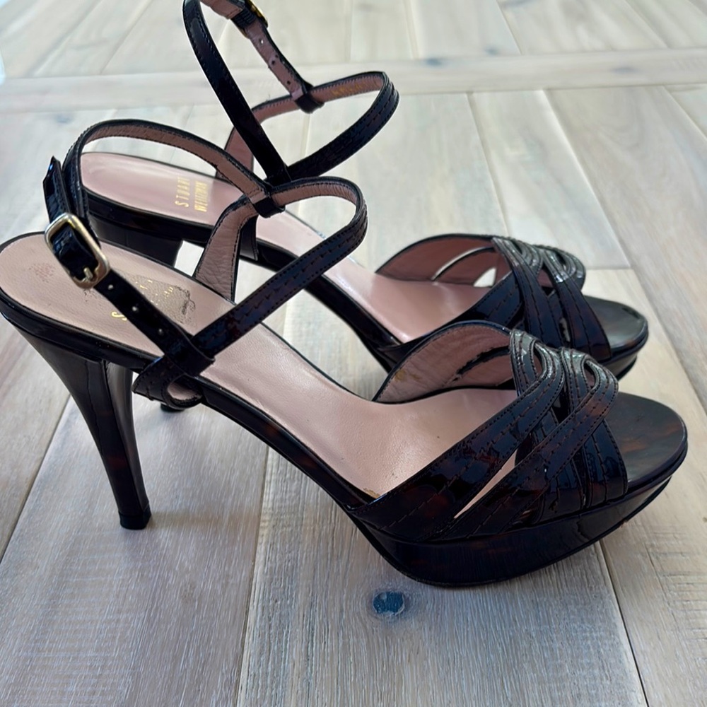 Brown patent platform Stuart Weitzman  Strappy Heels